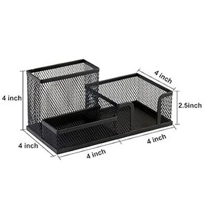 Metal Desk Organizer Square Pen Holder With Mesh Compartment Storage <b>Tray</b> For Office Supplies And Stationery Items - Product Image 5