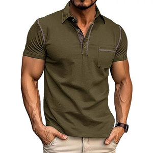 Camiseta Polo Casual para Hombre, Manga Corta, Cuello Redondo, Algodón Sólido Transpirable, Camiseta Deportiva para Gimnasio - Product Image 4