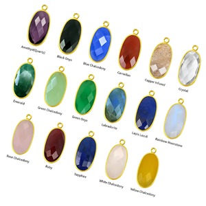 Pendentif ovale à facettes en cuivre plaqué or, breloque en pierre précieuse faite à la main, pendentif pierre de naissance pour la création de colliers - Product Image 6