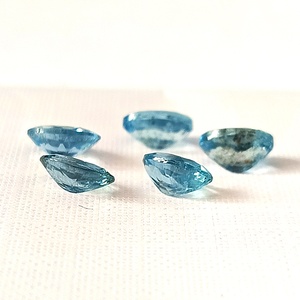 Aigue-marine naturelle Santa Maria, taille ovale facettée 7x5 mm, lot de 5 pierres précieuses, 3,70 carats, pour bijoux - Product Image 4