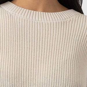 Pull tricoté ample pour femme, style urbain, col en V, patchwork, respirant, style hip-hop streetwear, effet sweat à capuche - Product Image 5