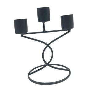 Porte-bougies coniques modernes en métal noir, supports de bougies géométriques faits à la main en fer pour table à manger et salon - Product Image 6