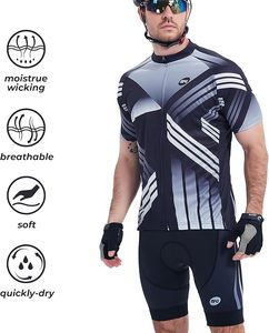 Maillot de cyclisme à manches courtes pour hommes, vêtements de vélo, shorts de vélo de route rembourrés - Product Image 3