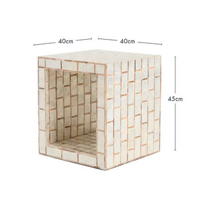 Natural Texture And Subtle Shimmer To Any Room A Lustrous Capiz Mother Of Pearl Shell Tile Inlay Side Table - Product Image 4