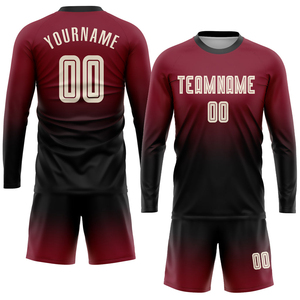 Ensemble de maillots de football personnalisés haut de gamme à manches longues, respirant, vêtements de sport rapides, kit d'équipe personnalisé, polyester de haute qualité, athlétique - Product Image 1