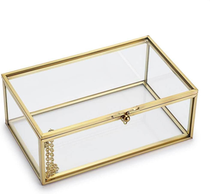 Boîte à bijoux en verre miroir - Boîte de rangement décorative dorée géométrique pour bijoux, idéale pour la maison - Product Image 2