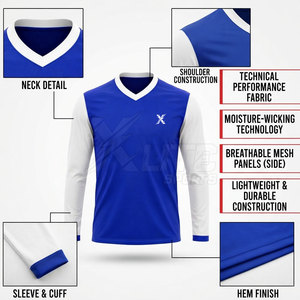 Maillot de football à manches longues pour adultes en gros pour équipes, en tissu polyester respirant et anti-humidité, couleurs et noms d'équipe personnalisables - Product Image 3
