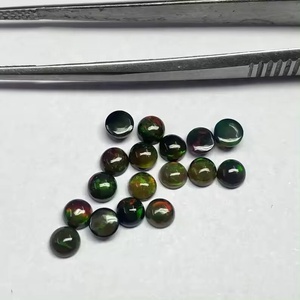 Opale d'Éthiopie noire naturelle de 7 mm, cabochon rond, vente en gros, pierre précieuse en vrac, prix le plus bas, opale de feu, bijoux provenant d'un fabricant sur mesure - Product Image 2