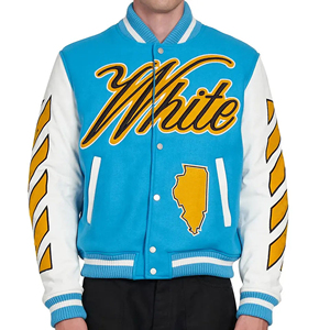Men's High Quality Custom College Letterman Varsity <b>Jacket</b> Genuine Leather with Custom Embroidery Logo Winter Season - Product Image 3