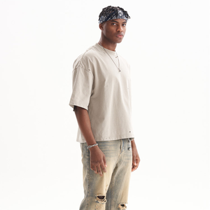 Camiseta de algodón 100% para hombre, talla grande, estilo desgastado, holgada, estampada, de color sólido, transpirable, con el mejor diseño, oversize. - Product Image 3