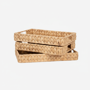 <b>Large</b> Vintage Natural Water Hyacinth <b>Basket</b> Woven Handmade Storage Organizer for Decoration Decorative Nesting For Kitchen - Product Image 2