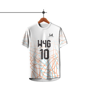 Maillot de football à manches courtes pour homme, imprimé par transfert thermique, séchage rapide, respirant, personnalisable avec logo et nom d'équipe, 100 % polyester, vente en gros - Product Image 4