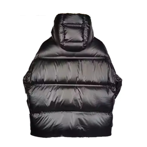 Veste matelassée à capuche noire pour homme, coupe-vent, rembourrée de duvet, manteau d'hiver décontracté, couleur unie, épaisse, fermeture éclair, coupe classique - Product Image 6