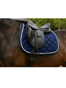 Tapis de selle d'équitation bleu marine personnalisé avec logo, respirant, matelassé, antidérapant - Product Image 4