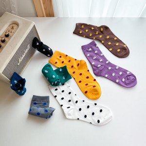 Korea Fashion <b>Women</b> Dot <b>Crew</b> <b>Socks</b> Made of Premium Combed Cotton - Product Image 2