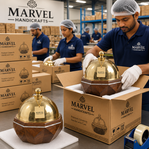 หม้ออุ่นอาหารไม้เนื้อดีพรีเมียมจาก Marvel Handicrafts พร้อมฝาโดมสแตนเลส แบบสองชั้น สำหรับเสิร์ฟอาหารในครัว - Product Image 4