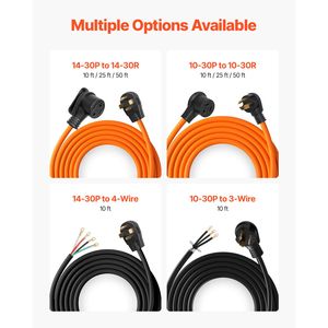 Cavo di prolunga per asciugatrice in rame puro da 25 piedi, 10AWG, 30A 125/250V, 50A nominale, 3 poli NEMA 10-30P/10-30R - Product Image 4