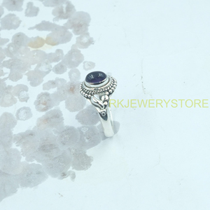 Anillo de Amatista Púrpura Natural con Cabujón, Plata de Ley 925, Hecho a Mano, Estilo Bohemio Vintage, Anillo de Moda para Mujer, Joyería al por Mayor - Product Image 6