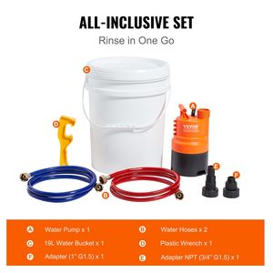 Kit di Lavaggio Rapido per Scaldabagno Istantaneo Senza Serbatoio, Pompa Efficiente, Secchio da 3,7 Galloni, 2 Tubi, Chiave, Adattatore, Installazione Semplice - Product Image 6