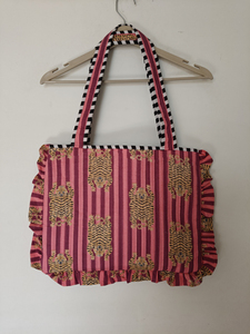 Shree Balajee Garments T-1 Tiger for Black Quilted <b>Ladies</b> <b>Laptop</b> <b>Bag</b> Cute Ruffle Shoulder <b>Bag</b> for Women - Product Image 2