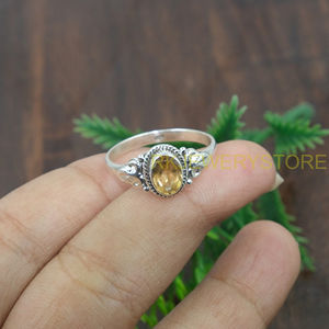 แหวนพลอยซิทรินสีเหลืองธรรมชาติ เงินแท้ 925 แหวนรูปไข่ทำมือสไตล์วินเทจ เครื่องประดับสำหรับผู้หญิง ขายส่ง - Product Image 6