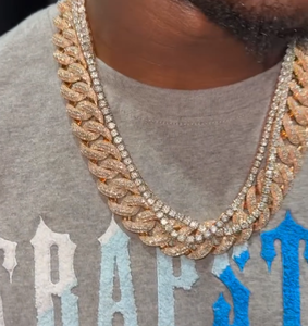 สร้อยคอเทนนิสแบบ Cuban Link ประดับเพชรโมอิสซาไนต์ ชุบทองบนเงินแท้ สไตล์ฮิปฮอป สร้อยคอแบบซ้อนได้ สำหรับทั้งชายและหญิง ได้รับการรับรองจาก GRA - Product Image 3