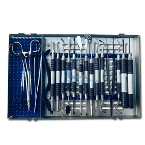 Juego de instrumentos quirúrgicos dentales profesionales con mango estriado, herramientas manuales plateadas para uso clínico, certificado CE Clase I - Product Image 3