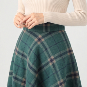 Jupe longue en laine à carreaux taille haute pour femme, jupe longue en flanelle d'hiver longueur cheville, jupes longues de haute qualité pour femmes - Product Image 4