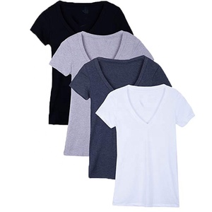 Camisetas de algodón elásticas con cuello en V personalizadas para mujer, estilo casual deportivo, para gimnasio, novedad 2026 - Product Image 6