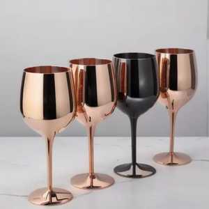 Juego de Copas de Vino de Acero Inoxidable Multicolor, Color Oro Rosa, Negro Mate, Copas de Vino Irrompibles, Copas de Cóctel para Fiestas y Bares - Product Image 1