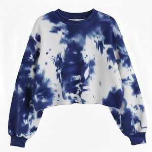 Custom Oversized <b>Tie</b>-Dye Crew <b>Neck</b> Crop Sweatshirt Unisex Knitted Pullover Autumn Casual Style Sweatshirt For Women - Product Image 4