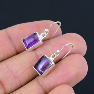 Exclusive Trendy Natural Purple Amethyst 925 Sterling <b>Silver</b> <b>Dangle</b> <b>Earring</b> for Woman 925 Sterling <b>Silver</b> Handmade Jewelry - Product Image 5