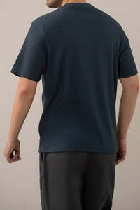 Camisetas de Manga Corta para Hombre Hechas en Pakistán, Personalizadas, de Algodón Tejido, Color Azul Marino Texturizado, Estilo Moderno para el Verano - Product Image 2