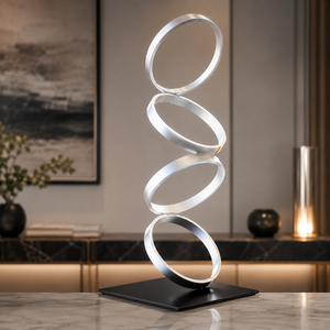 Escultura Moderna de Anillo de Plata, Decoración de Mesa, Centro de Mesa LED con Forma de Lazo, Decoración de Metal para el Hogar, Hotel, Interior, Pieza Decorativa de Lujo - Product Image 2