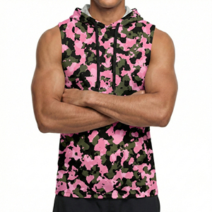 OEM Men's Sleeveless Hoodie Tank Top <b>Drop</b> Armhole Urban Camouflage Gym Workout Muscle Custom Print Wholesale Athletic Tank Tops - Product Image 3