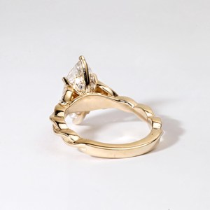 Twisted Rope Marquise Shape Lab Grown <b>Diamond</b> <b>Ring</b> Solid 10K 14K 18K Gold Twisted Band Cluster Accents Wedding <b>Ring</b> For Women - Product Image 4