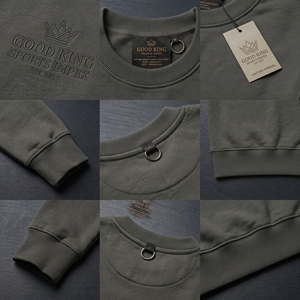 เสื้อสเวตเชิ้ตผู้ชายทรงปกติ คอกลม ผ้าฝ้ายฟลีซ 440 กรัม ถักทอสำหรับฤดูหนาว ขายส่ง ปักโลโก้ สวมหัว สไตล์ลำลอง - Product Image 4