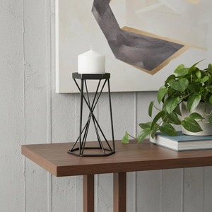 Support de bougie hexagonal en métal, décoration d'intérieur durable, design géométrique noir - Product Image 3