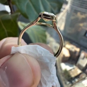 Emerald Cut Yellow Diamond <b>Cocktail</b> <b>Ring</b> 18K Solid <b>Gold</b> Bezel Setting Classic Women's Fine <b>Ring</b> - Product Image 2
