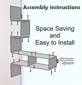 Étagères murales en bois |   Étagère d'angle suspendue pour salon, élégante |   Étagère flottante décorative Zig Zag pour la maison, organisateur de rangement - Product Image 3