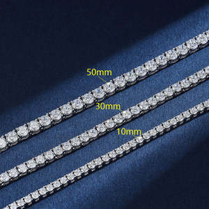 Most Selling Tennis Chain Necklace Hip Hop Bling Cubic Zirconia Diamond Look Gold Silver Jewelry For Unisex Available For Sale - Product Image 3