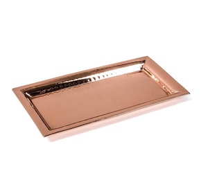 Rose Gold Color Copper Food Dinner Serving Tray Best Quality Handmade Copper Tray <b>Small</b> storage & organizers tray low price - Product Image 5