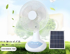 12-Inch Portable Rechargeable 9W Plastic Desktop Fan 3M <b>Solar</b> & 1.5M Charging <b>Cables</b> 3 Blades 6 Hours High Wind Battery Life - Product Image 1