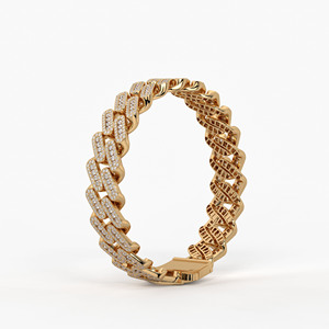 Pulsera Cubana de Oro 14K con Diamantes CVD Cultivados en Laboratorio F VVS VS, Estilo Iced Pav Link, Regalo de Boda Hip Hop, Pulsera de Declaración - Product Image 1