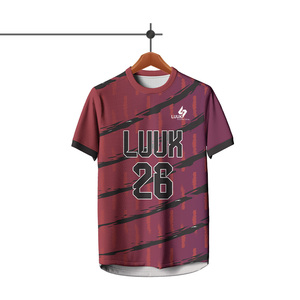 Maillot de football personnalisé pour homme, manches courtes, 100 % polyester respirant, impression par sublimation, col rond, coupe classique, pour adultes - Product Image 2