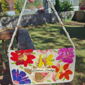 beaded bag beaded <b>handbag</b> handmade beaded bag beaded purse bead work bag designer beaded bag luxury beaded clutch - Product Image 1