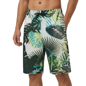 <b>Men's</b> Print Board <b>Shorts</b> Quick Dry Mid Waist Drawstring Casual <b>Swim</b> Trunks Green Black <b>Patterned</b> Polyester - Product Image 3
