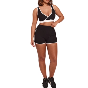 ชุดออกกำลังกายผู้หญิงแบบขายส่งสั่งทำพิเศษ ระบายอากาศได้ดี คุณภาพสูง เสื้อชั้นในกีฬาและกางเกงขาสั้นสำหรับปั่นจักรยาน ชุดออกกำลังกายโยคะฟิตเนส - Product Image 4