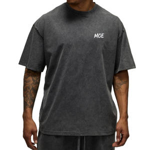 T-shirt pour homme style hip-hop délavé vintage, sérigraphié, grammage du tissu personnalisé, logo sur mesure, coupe ample, production OEM en gros - Product Image 1