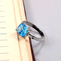 Topaze bleue, argent 925, bijoux faits à la main, pierre précieuse, bijoux délicats en topaze, argent sterling 925, bague de mariage pour femme, bijoux en topaze bleue